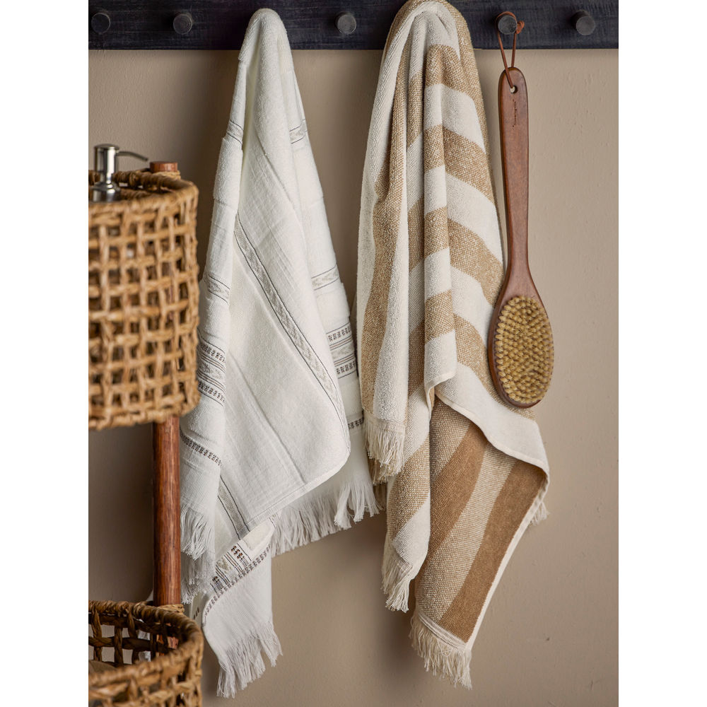 Bloomingville Serviette de bain Elaia, Marron, Coton