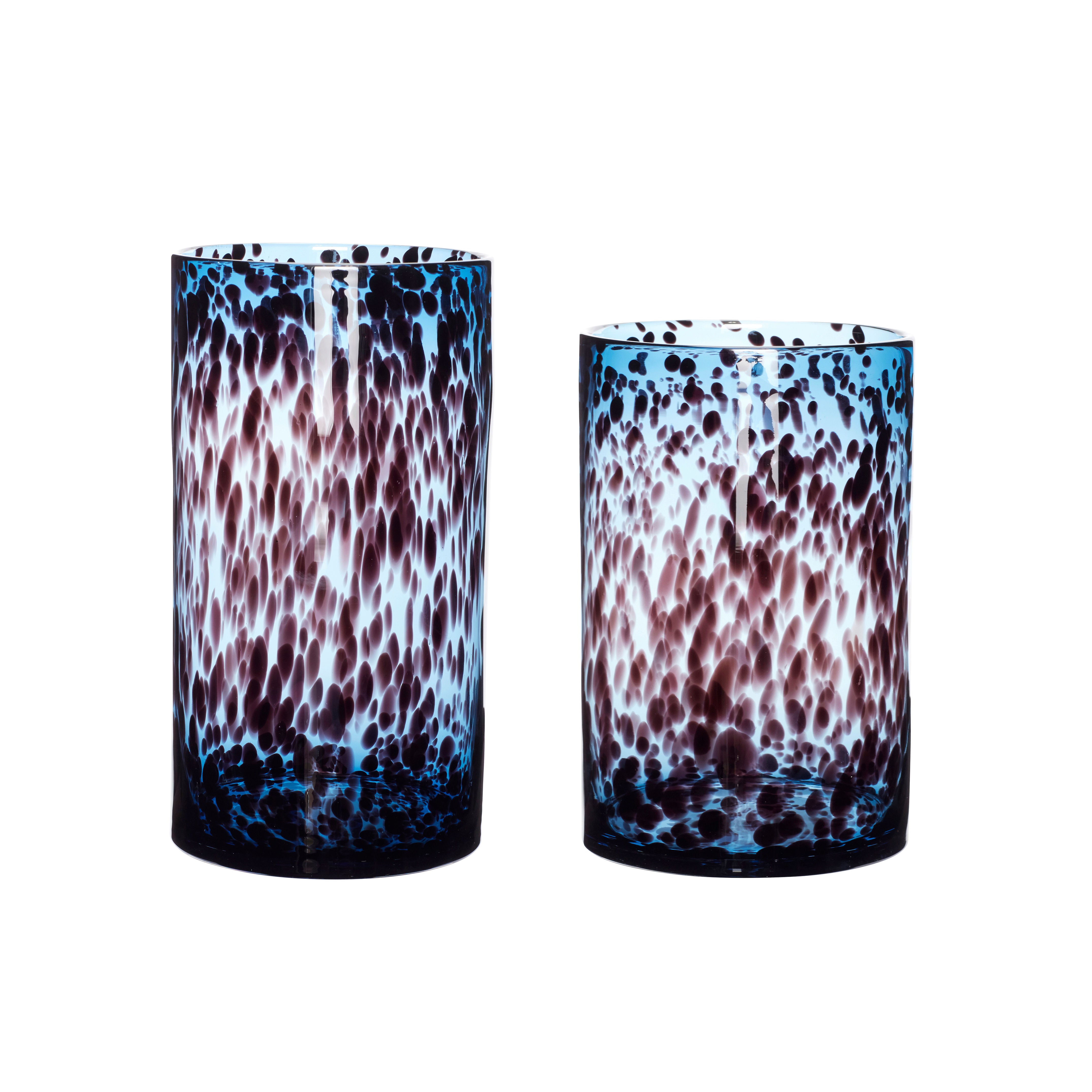 Hübsch Leo vases cylindre noir/bleu (série de 2)