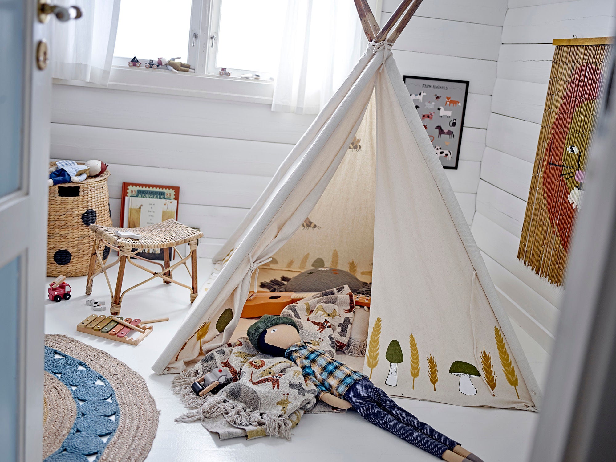 Bloomingville MINI Millo Kinder Tipi, Naturel, Coton