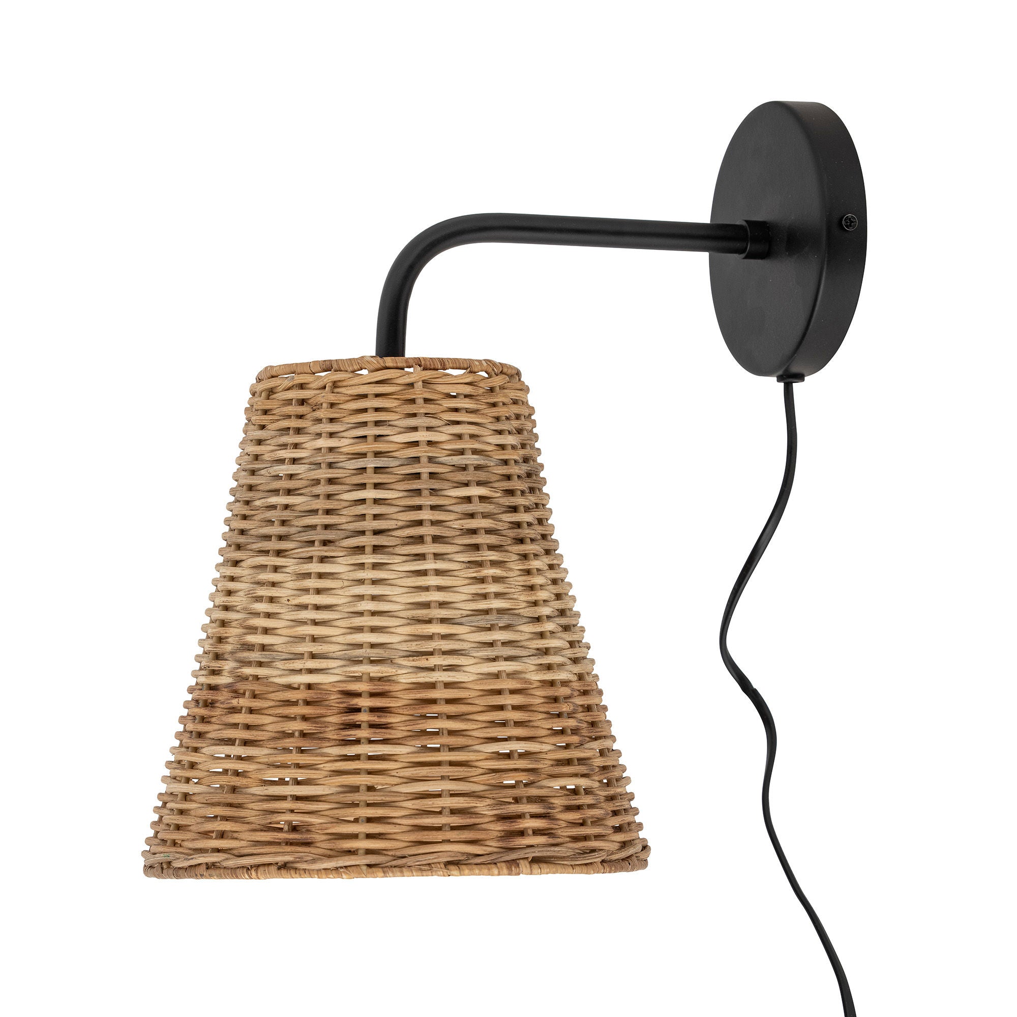 Bloomingville Thed Wandlamp, Zwart, Rotan