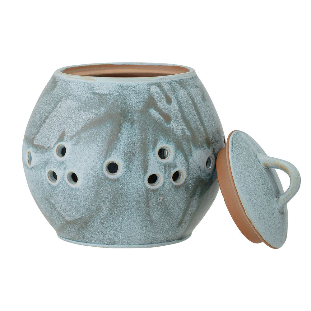 Creative Collection Petal Pot met Deksel, Blauw, Steengoed