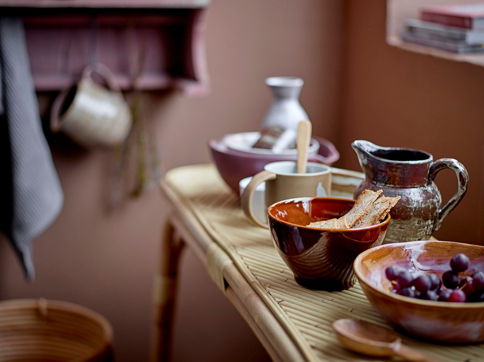 Kreative Sammlung Thenna Konsolen tisch, Natur, Rattan