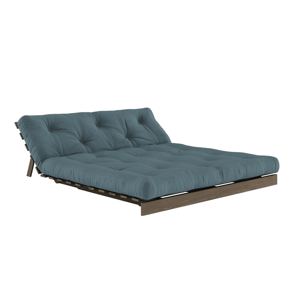 Karup Design ROOTS CAROB BROWN 160 X 200 W. ROOTS MATTRESS PETROL BLUE