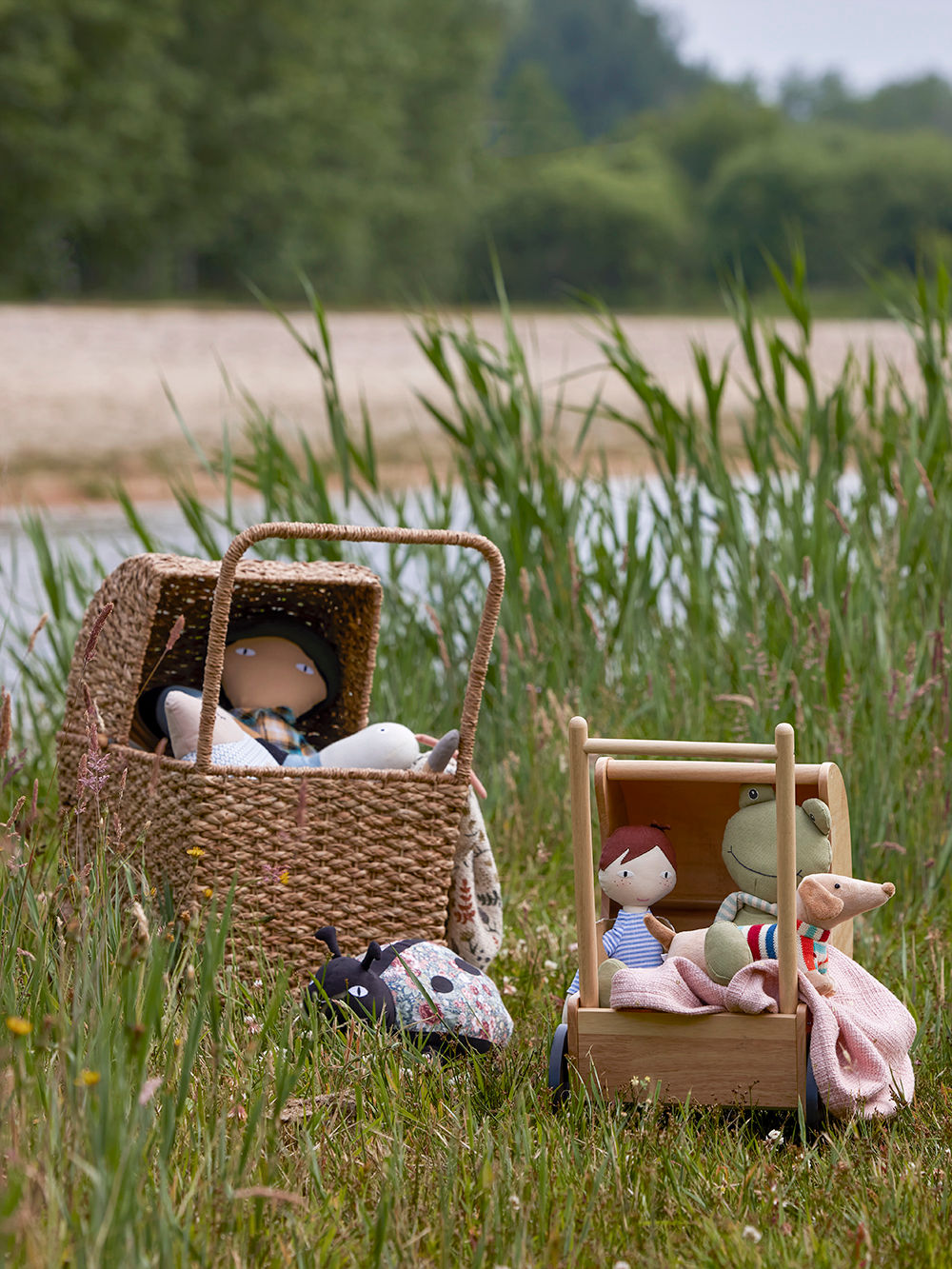 Bloomingville MINI Susan Speelgoed Kinderwagen, Natuur, Bankuan Gras