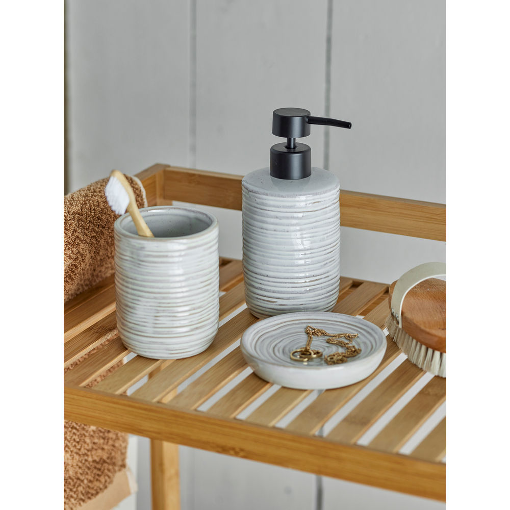 Bloomingville Winta Zeepdispenser Set, Natuur, Steengoed