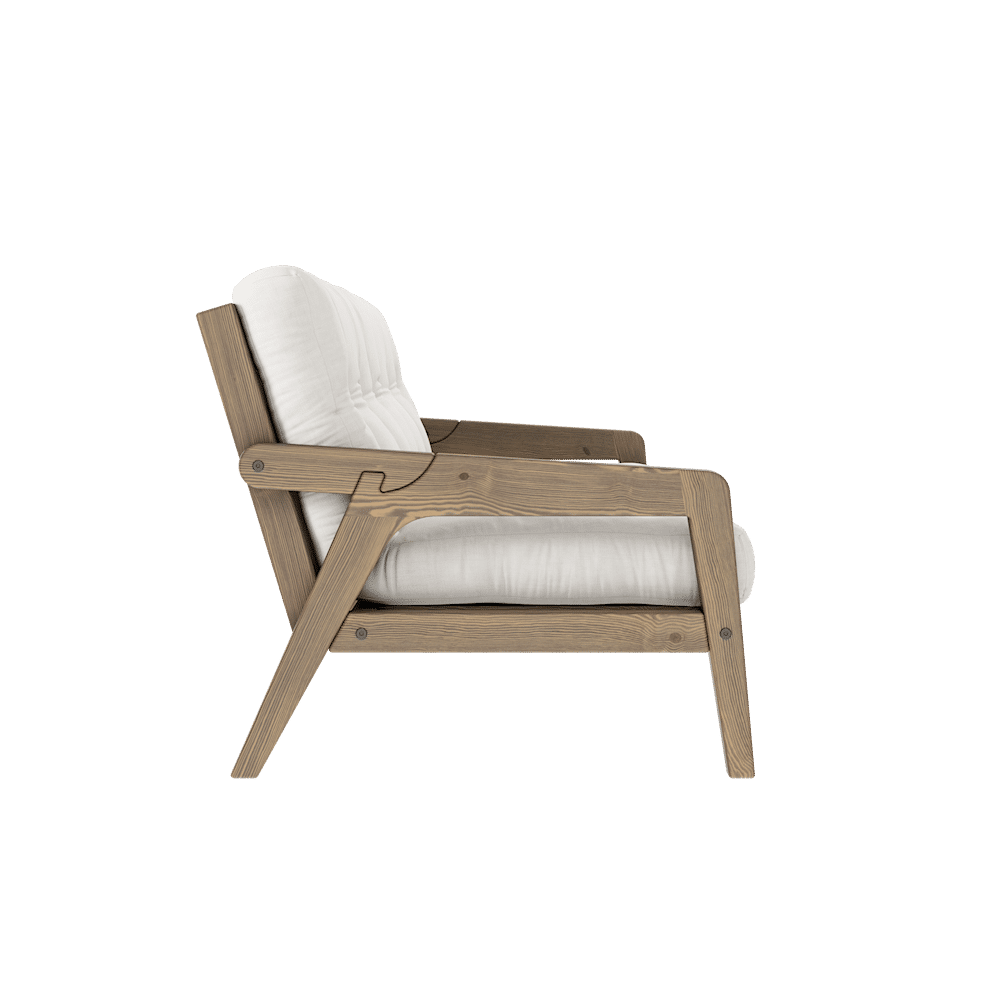 Design SAISIR CAROBE MARRON LAQUÉ W. MATELAS MIXTE 5 COUCHES NATUREL