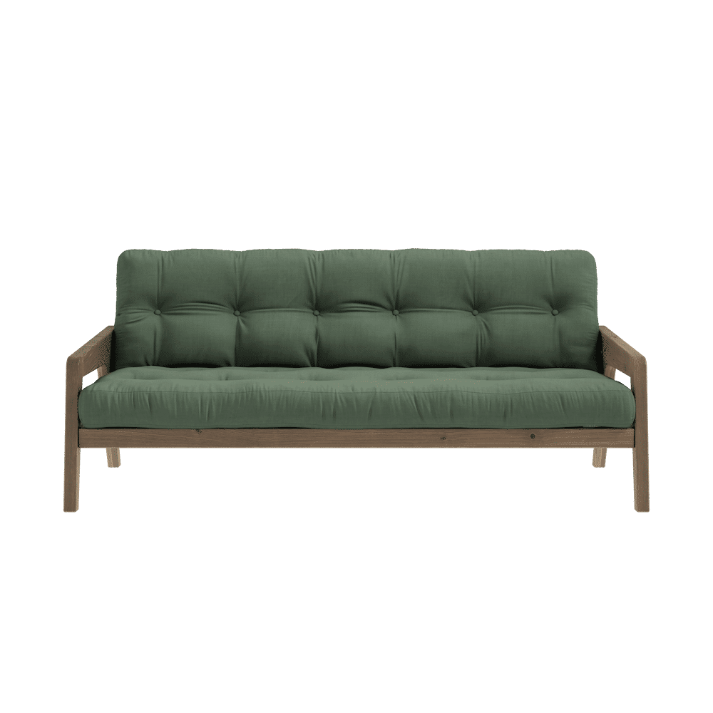 Karup Design SAISIR CAROBE MARRON LAQUÉ W. MATELAS MIXTE 5 COUCHES VERT OLIVE