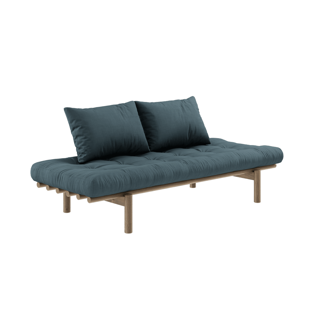 Karup Design PACE DAYBED CAROB BROWN LACQUERED W. 4-LAYER MIXED MATTRESS PETROL BLUE