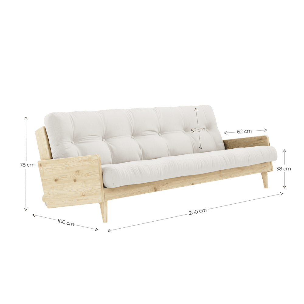 INDIE CLAIR LAQUE W. MATELAS MIXTE 5 COUCHES BRUN