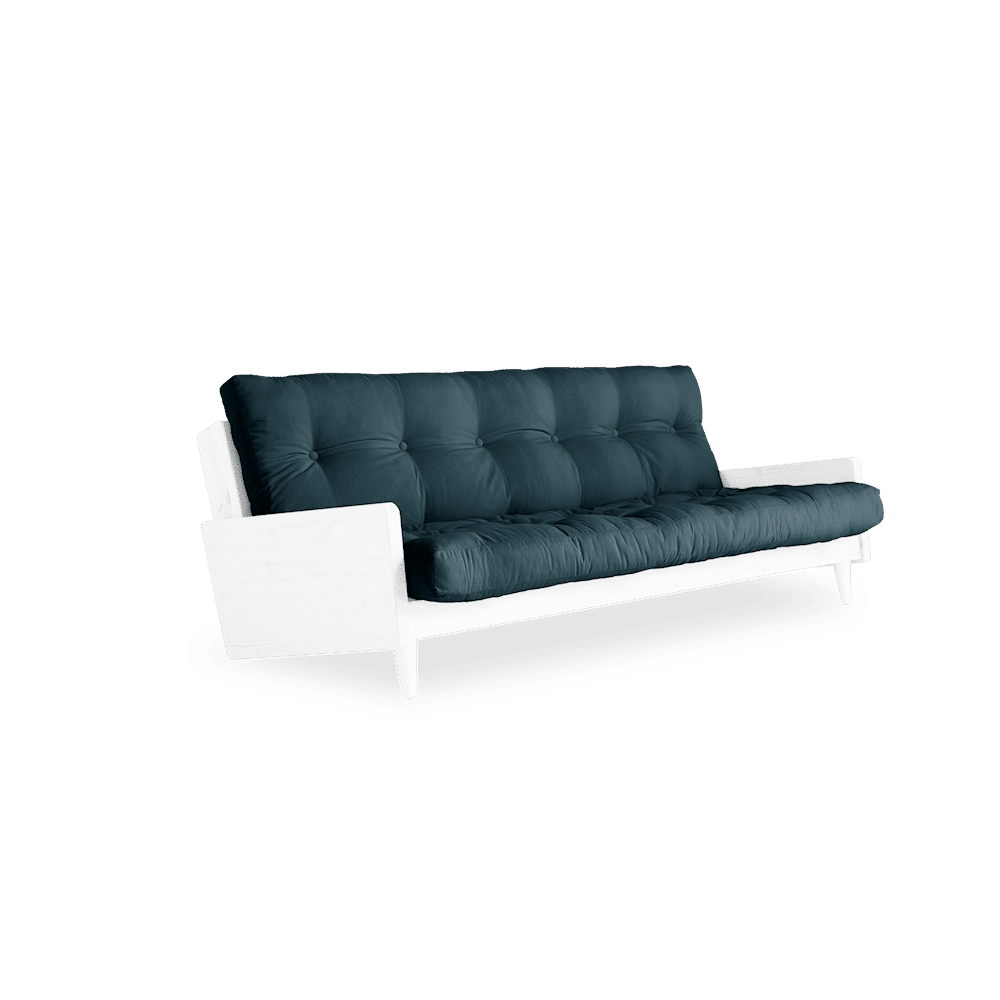 Karup Design INDIE BLANC LAQUÉ W. MATELAS MIXTE 5 COUCHES BLEU Pétrole