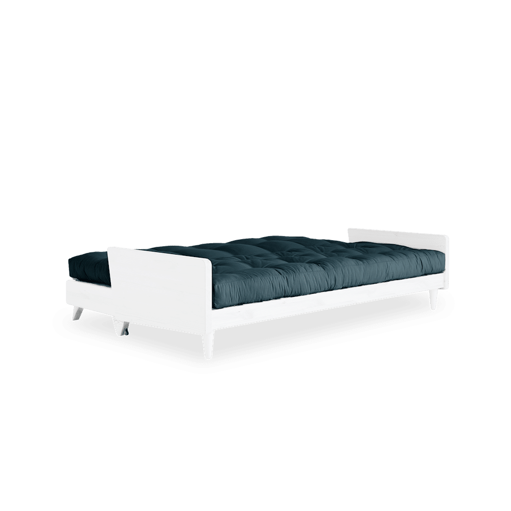 Karup Design INDIE BLANC LAQUÉ W. MATELAS MIXTE 5 COUCHES BLEU Pétrole