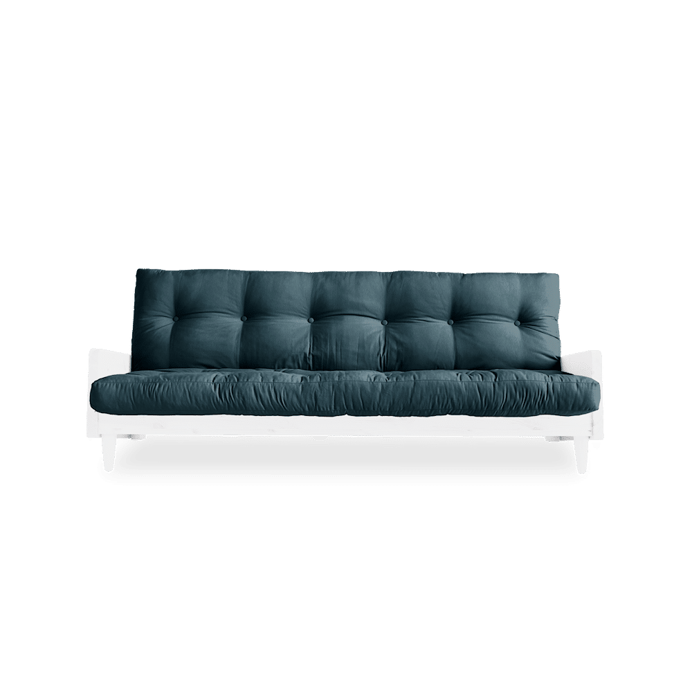 Karup Design INDIE BLANC LAQUÉ W. MATELAS MIXTE 5 COUCHES BLEU Pétrole