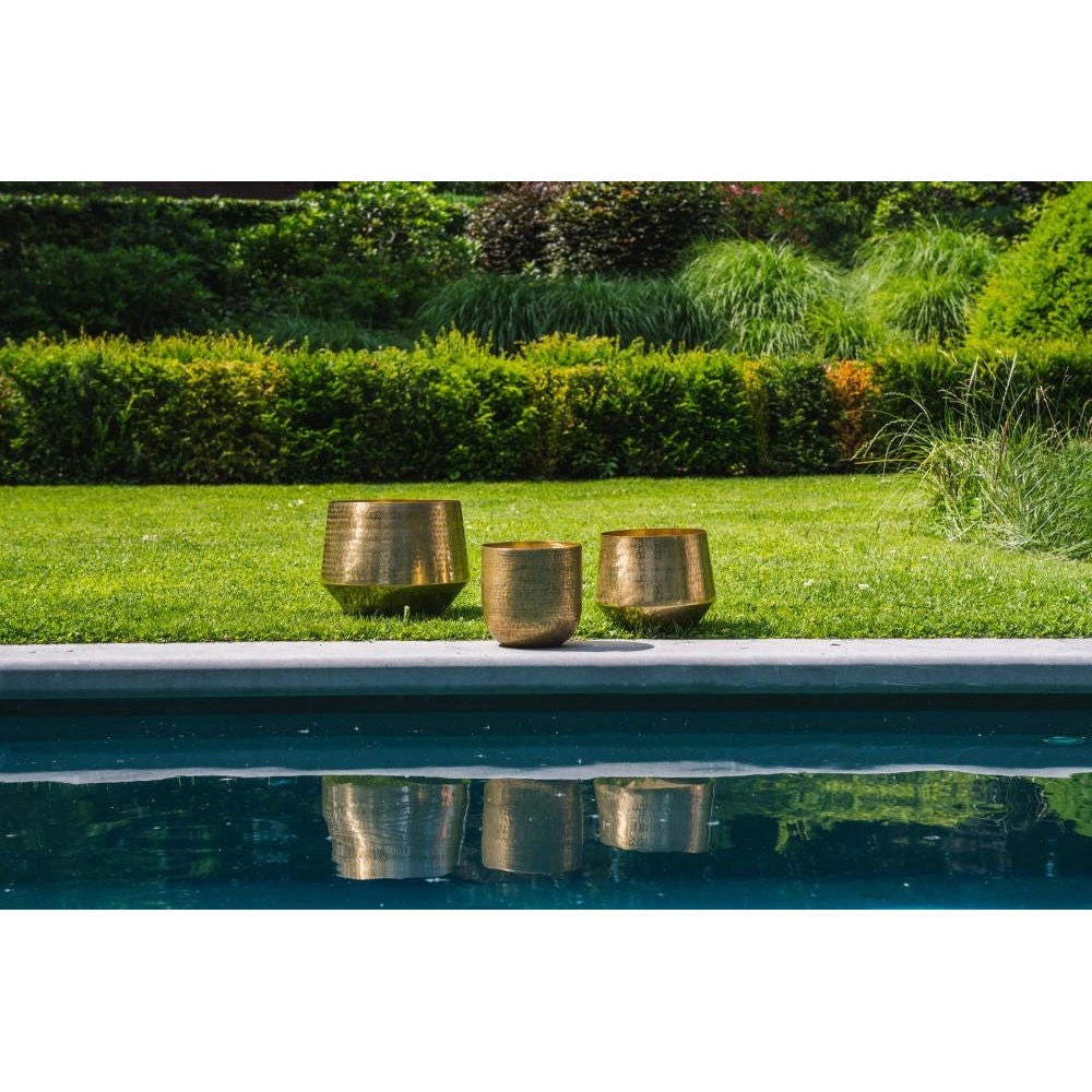 Bazar Bizarre The Hammered Planters-Latón-Juego de 2