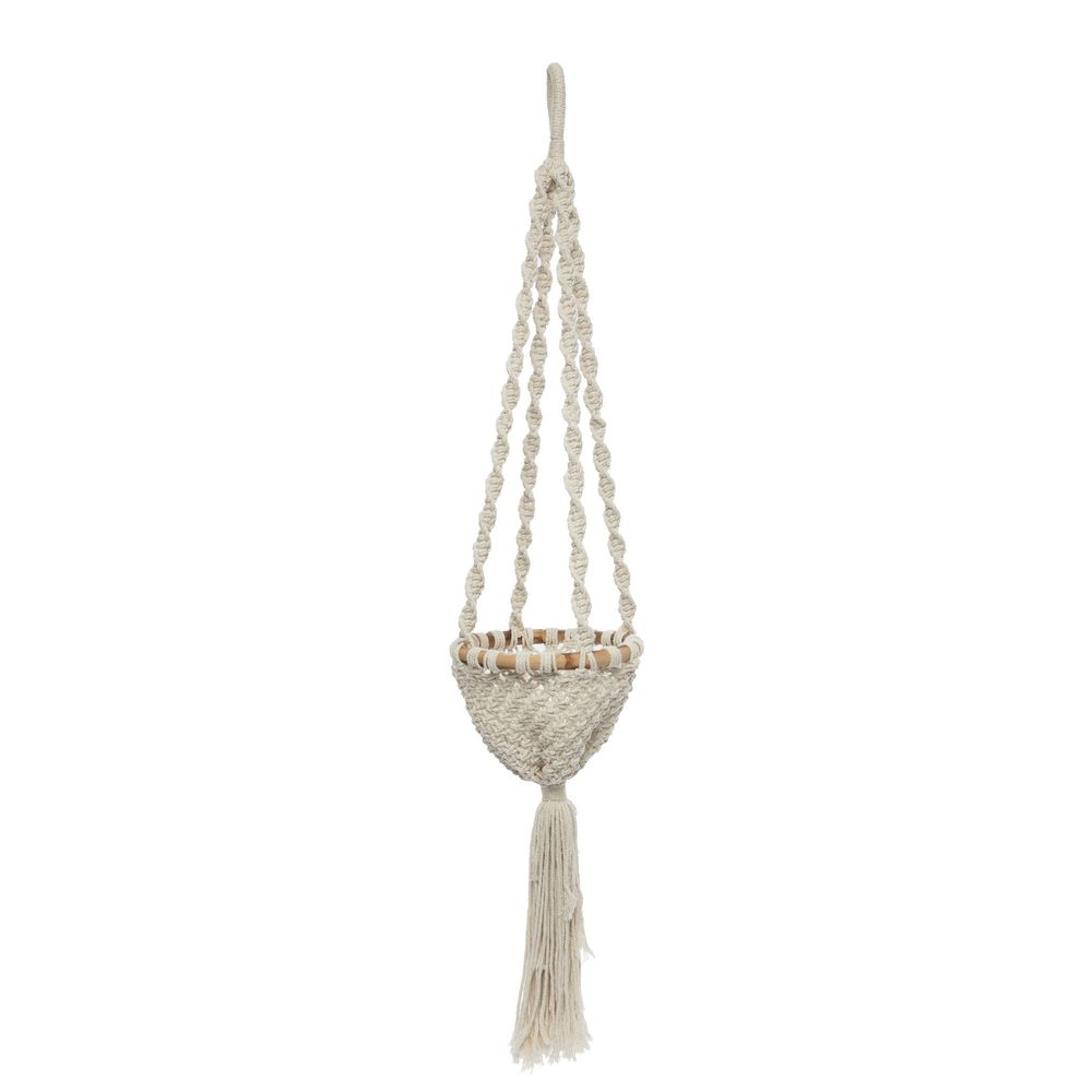 Bazar Bizarre The Twisted Macrame Plant Holder-Blanco Natural-M