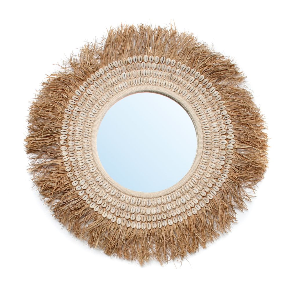 Bazar Bizar Le Miroir Raffia Cauris-Blanc Naturel