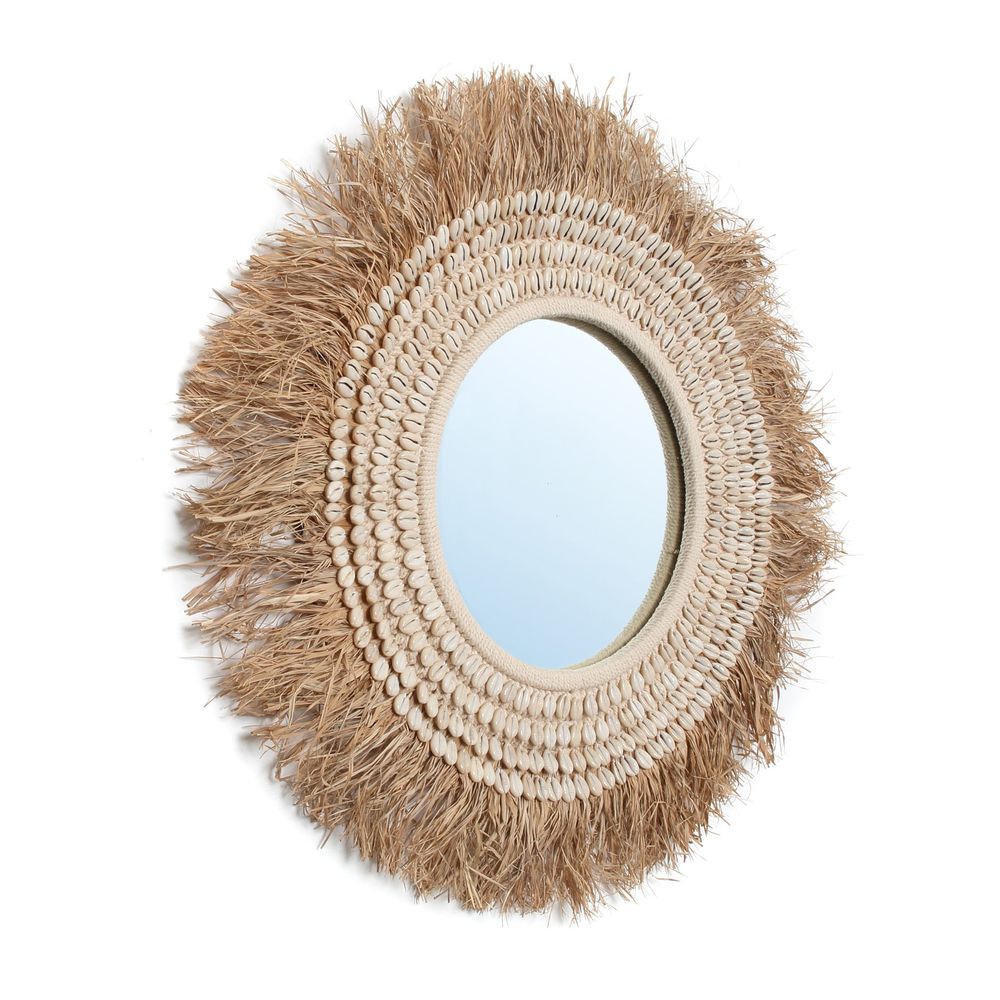 Bazar Bizar Le Miroir Raffia Cauris-Blanc Naturel