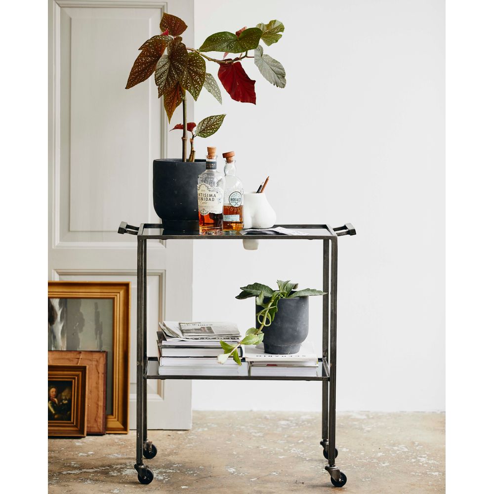 Nordal A/S TONE trolley met 2 legplanken - zwart glas