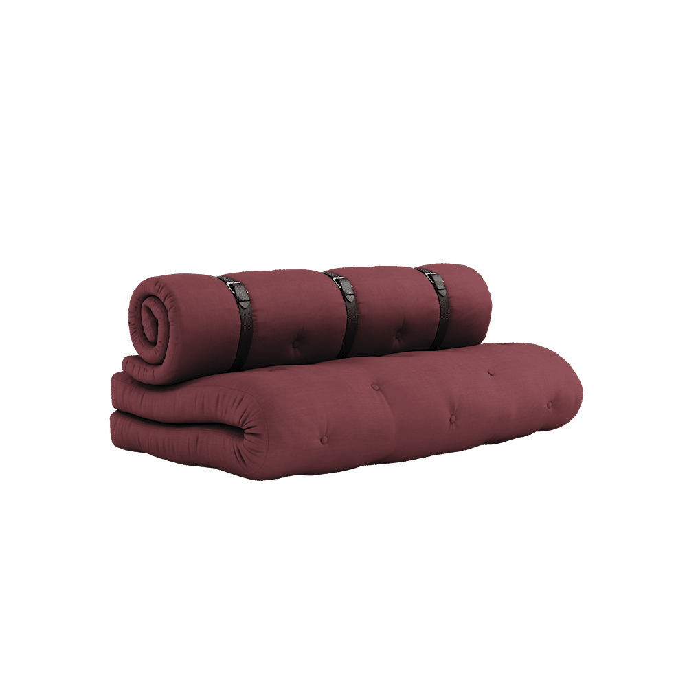 Karup Design SCHNELL-UP SOFA BORDEAUX W. 3 BRAUNTER LEDER GÜRTEL