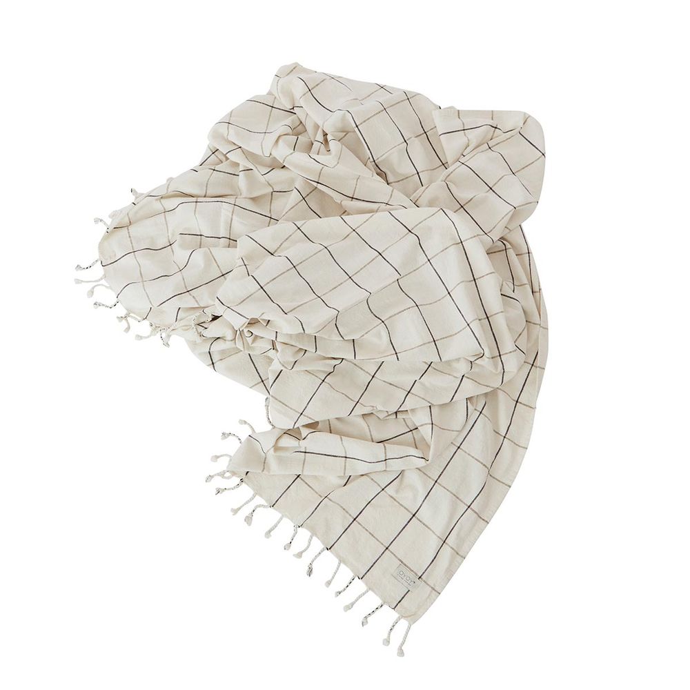 OYOY LIVING Gobi Cover-Grid-Offwhite/Antracita