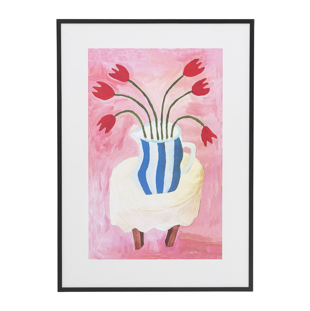 Bloomingville Florentina Illustratie met Frame, Zwart, Grenen