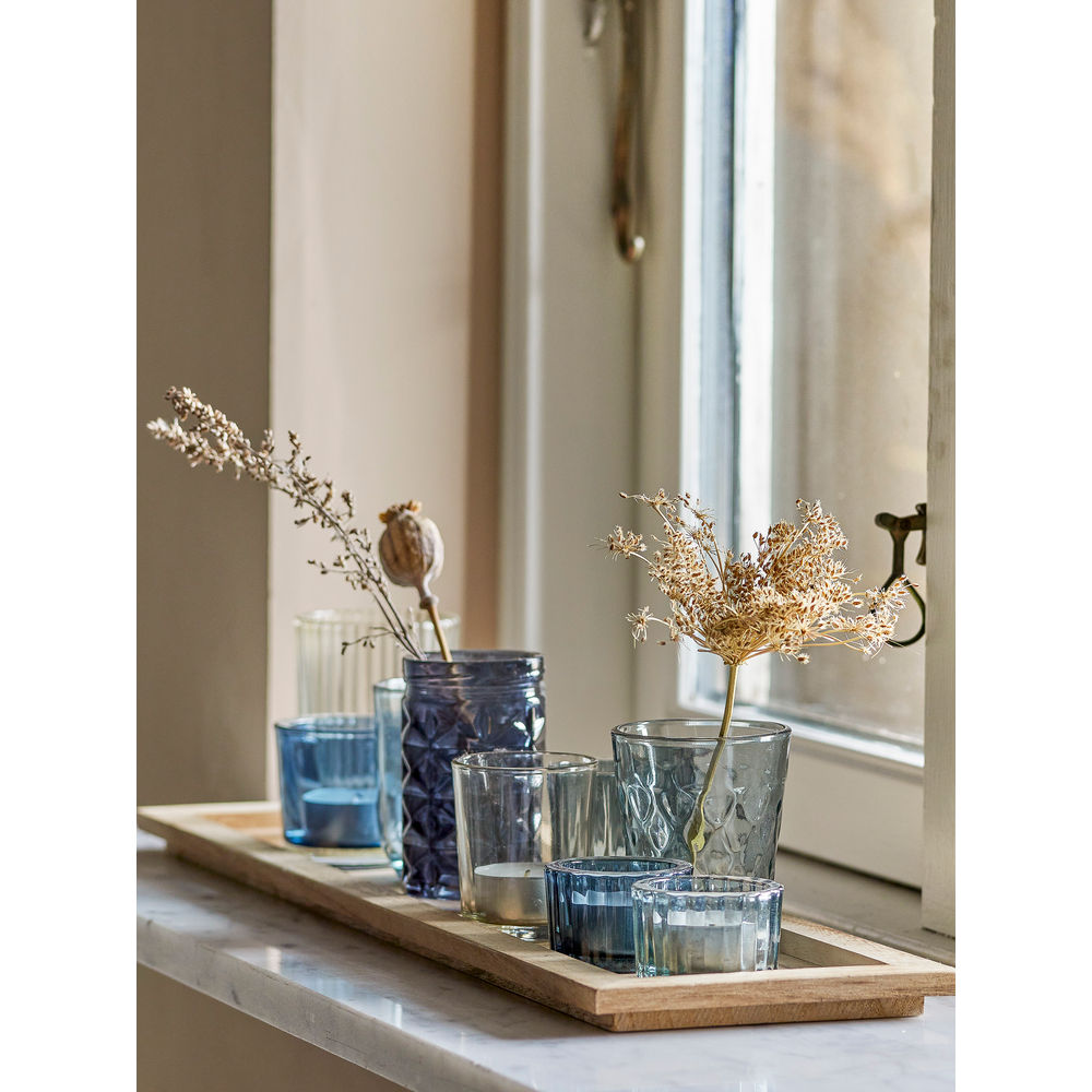 Bloomingville Plateau Sanga avec Votive, Bleu, Verre