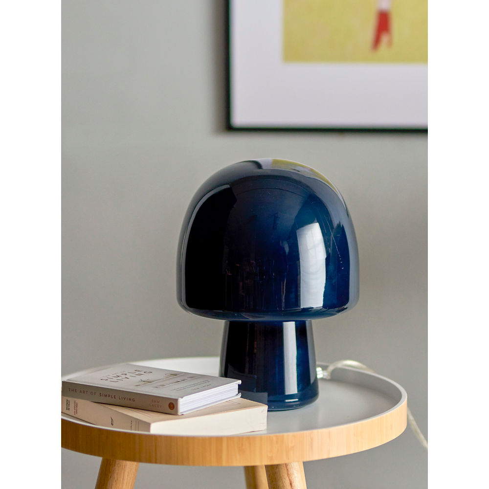 Bloomingville Lampe de table Paddy, Bleu, Verre