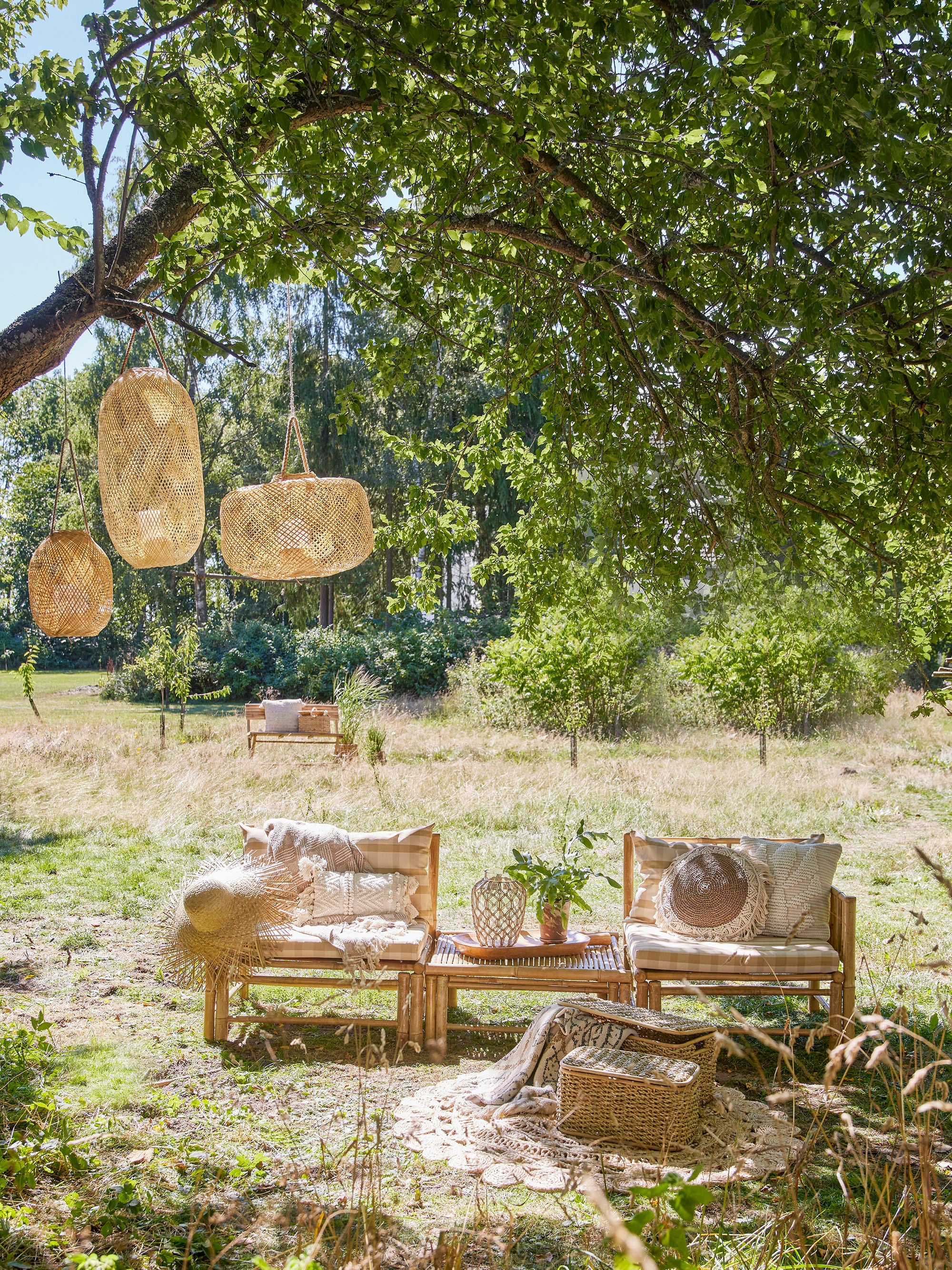 Bloomingville Cesta harvar con tapa, naturaleza, hoja de palma