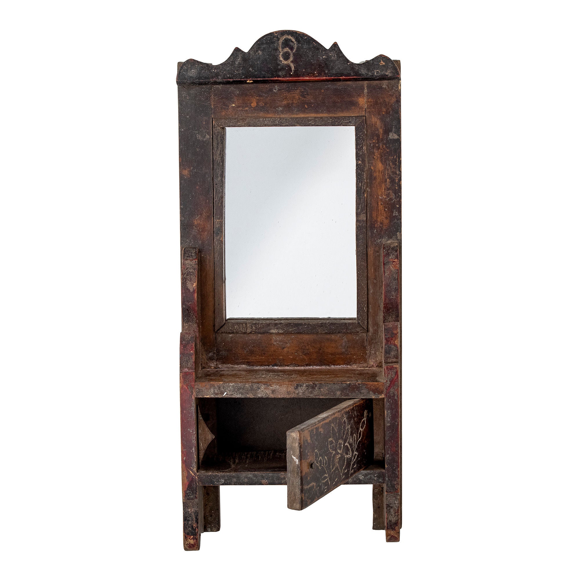 Creative Collection Sehar Miroir avec étagère, Brun, Bois de récupération