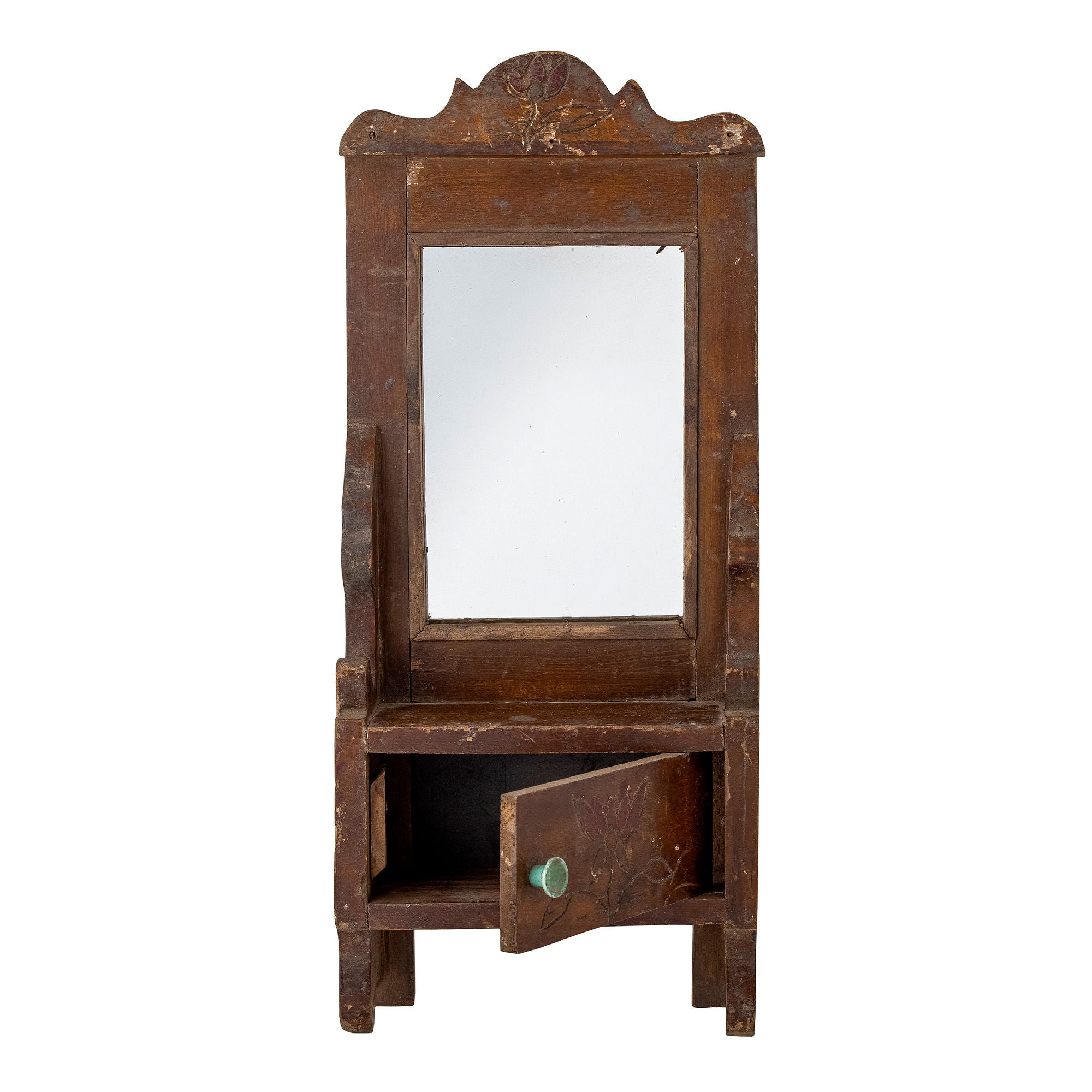 Creative Collection Sehar Miroir avec étagère, Brun, Bois de récupération